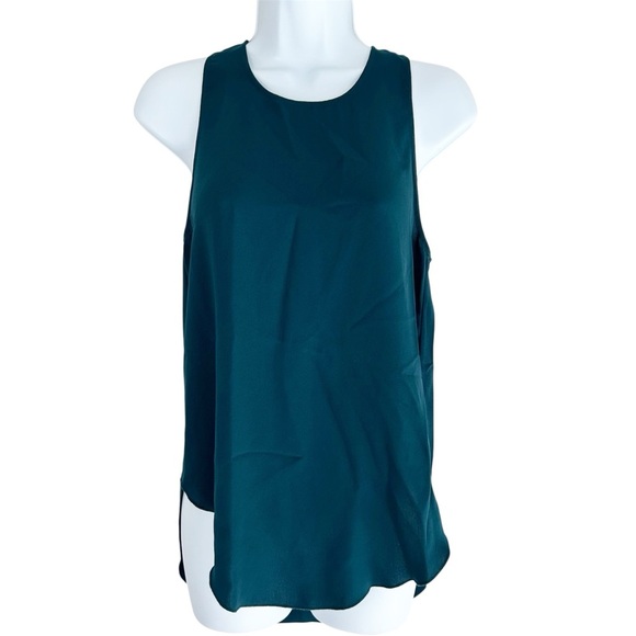 Aritzia Wilfred Sevres Blouse Tank top Sleeveless Zip Back Dark Green Size XS - Picture 2 of 16
